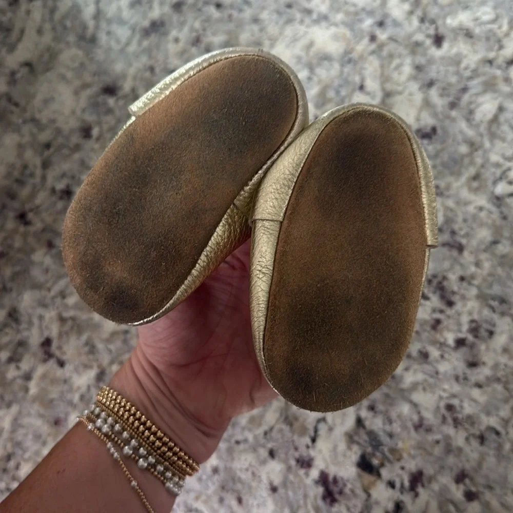 Birdrock Baby Gold Baby Moccasins 5.5